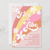 Invitation Pink Five est une Vibe Retro Daisies Rainbow Anniv (Devant)