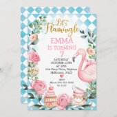 Invitation Pink Flamingle Wonderland Anniversaire (Devant / Derrière)