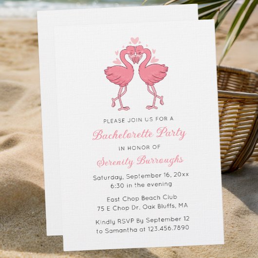 Invitation Pink Flamingo Tropical Beach Bachelorette Party