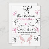 Invitation Pink Flamingo wedding Mr and Mrs  (Devant / Derrière)