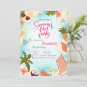 Invitation Pink Flamingos Summer Pool Party Birthday Party (Debout devant)