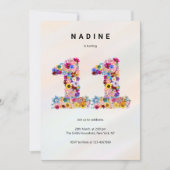 Invitation Pink Floral 11e anniversaire Jardin Fleur sauvage (Devant)