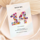 Invitation Pink Floral 14th Birthday Garden Spring Wildflower