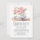 Invitation Pink Floral 50e thème du livre Anniversaire (Devant)