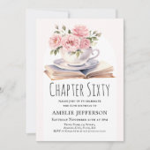 Invitation Pink Floral 60e thème du livre Anniversaire (Devant)