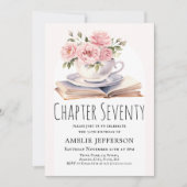 Invitation Pink Floral 70e thème du livre Anniversaire (Devant)