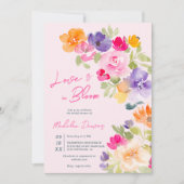 Invitation Pink Floral Amour en fleur d'été nuptiale douche (Devant)