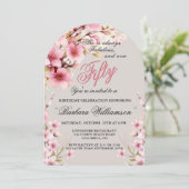 Invitation Pink Floral Arch Elegance 50 & Fab Anniversaire Pa (Debout devant)