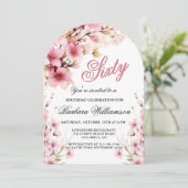 Invitation Pink Floral Arch Elégance 60e fête d'anniversaire (Debout devant)