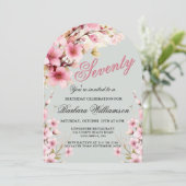 Invitation Pink Floral Arch Elégance 70e fête d'anniversaire (Debout devant)