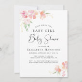 Invitation Pink Floral Baby Girl Douche (Devant)