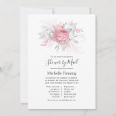 Invitation Pink Floral Baby ou Fête des mariées par la poste (Devant)