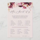 Invitation Pink Floral Baby Shower Candy Guessing Game Card (Devant)