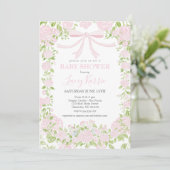 Invitation Pink Floral Baby Shower Invitation, (Debout devant)