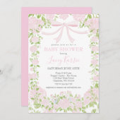 Invitation Pink Floral Baby Shower Invitation, (Devant / Derrière)
