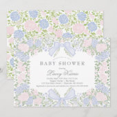 Invitation Pink Floral Baby Shower Invitation,  (Devant / Derrière)