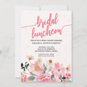 Invitation Pink Floral Bridal Luncheon Douche (Devant)
