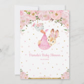 Invitation Pink Floral Bunny Stork Bundle Baby shower fille (Dos)