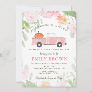 Invitation Pink Floral Camion Petit CITROUILLE BABY SHOWER FI