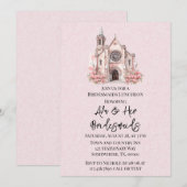 Invitation Pink Floral Church Bridesmaitres déjeuner (Devant / Derrière)