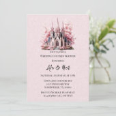 Invitation Pink Floral Church Peint Mariage Couples Douche (Debout devant)
