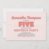 Invitation Pink Floral cinquième anniversaire Modèle de la fê (Devant)