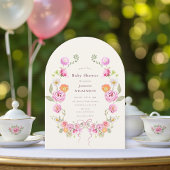 Invitation Pink Floral coquette Wreath Baby Shower QR Invite