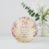 Invitation Pink Floral Country Gold 70e fête d'anniversaire (Debout devant)