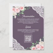 Invitation Pink Floral dentelle violet QR Code Mariage musulm (Dos)