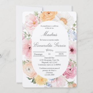 Invitation Pink floral dia de las madres 