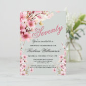 Invitation Pink Floral Elegance 70e anniversaire (Debout devant)