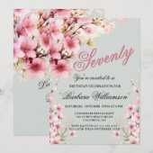 Invitation Pink Floral Elegance 70e anniversaire (Devant / Derrière)