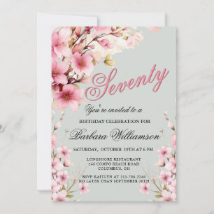 Invitation Pink Floral Elegance 70e anniversaire