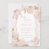 Invitation Pink Floral Elegant Hydrangea Vintage Baby (Devant)