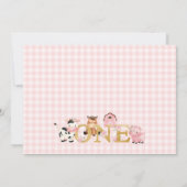 Invitation Pink Floral Farm Gold Un premier anniversaire (Dos)