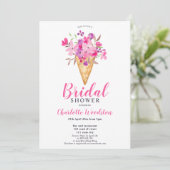 Invitation Pink Floral glace aquarelle nuptiale (Debout devant)