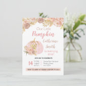 Invitation Pink Floral Gold Citrouille 1er anniversaire (Debout devant)