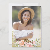 Invitation Pink Floral Gold Parties scintillant Infirmière di (Dos)