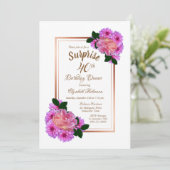 Invitation Pink Floral Gold Surprise Dîner d'anniversaire 40e (Debout devant)
