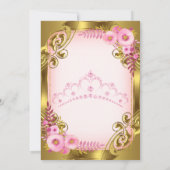 Invitation Pink Floral Gold Tiara fête d'anniversaire (Dos)