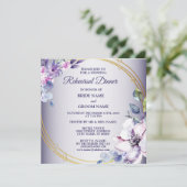 Invitation Pink Floral Golden Purple Wedding Rehearsal Dinner (Debout devant)