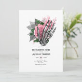 Invitation Pink Floral Gothique Squelette Bachelorette Party (Debout devant)