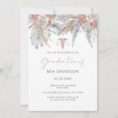 Invitation Pink Floral Grad Party Infirmière graduée (Devant)
