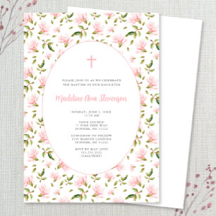 Invitation Pink Floral Grandmillenial fille baptême invitatio