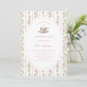 Invitation Pink Floral Grandmillennial Bridal Tea Party  (Debout devant)