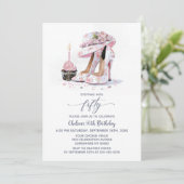 Invitation Pink Floral High Heel Shoes 50th Birthday Party (Debout devant)