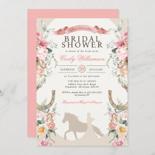 Invitation Pink Floral Horse Ranch Western Fête des mariées