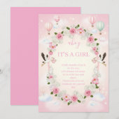 Invitation Pink Floral "It's a Girl" Baby Shower Invite (Devant / Derrière)