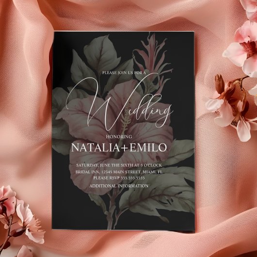 Invitation Pink Floral Layered Plant Wedding