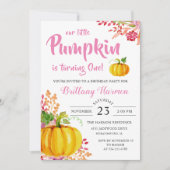 Invitation Pink Floral Little Citrouille 1er anniversaire Inv (Devant)